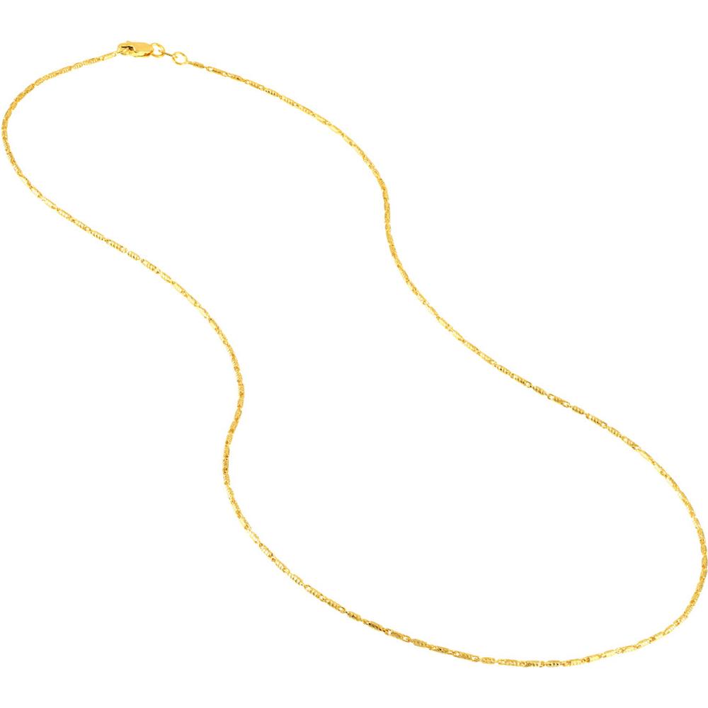 Olas d'Oro - 14K Yellow Gold 16" Diamond-Cut Tube Bead Necklace with Lobster Lock 1.05mm Width