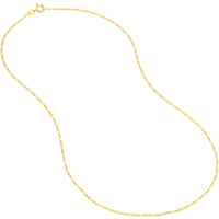 Olas d'Oro - 14K Yellow Gold 16" Figaro Chain Necklace with Spring Ring Clasp - 1.30mm Width, 1.53 Grams Average Weight
