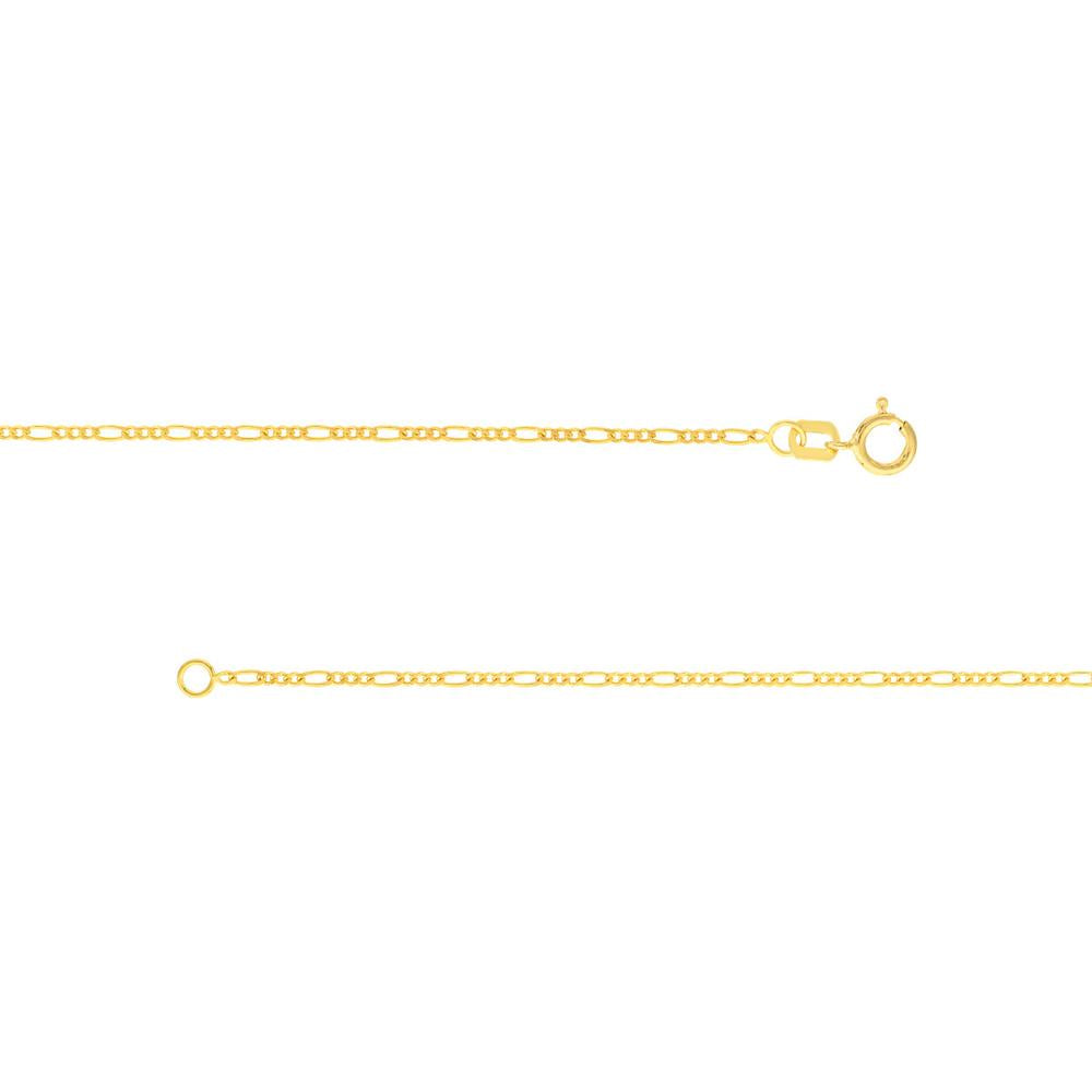 Olas d'Oro - 14K Yellow Gold 16" Figaro Chain Necklace with Spring Ring Clasp - 1.30mm Width, 1.53 Grams Average Weight
