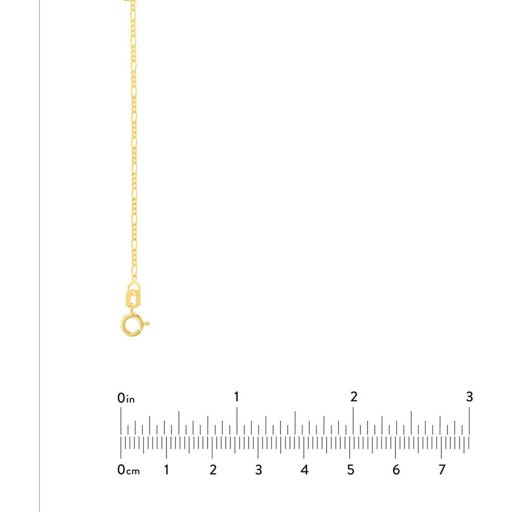 Olas d'Oro - 14K Yellow Gold 16" Figaro Chain Necklace with Spring Ring Clasp - 1.30mm Width, 1.53 Grams Average Weight