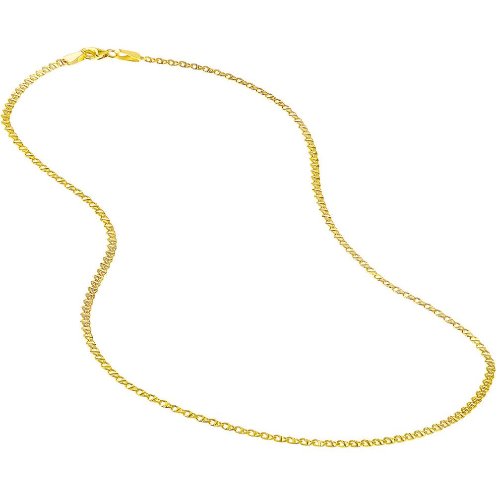 Olas d'Oro - 14K Yellow Gold 16" Flat Mariner Necklace with Lobster Clasp - 3.04 Grams Weight