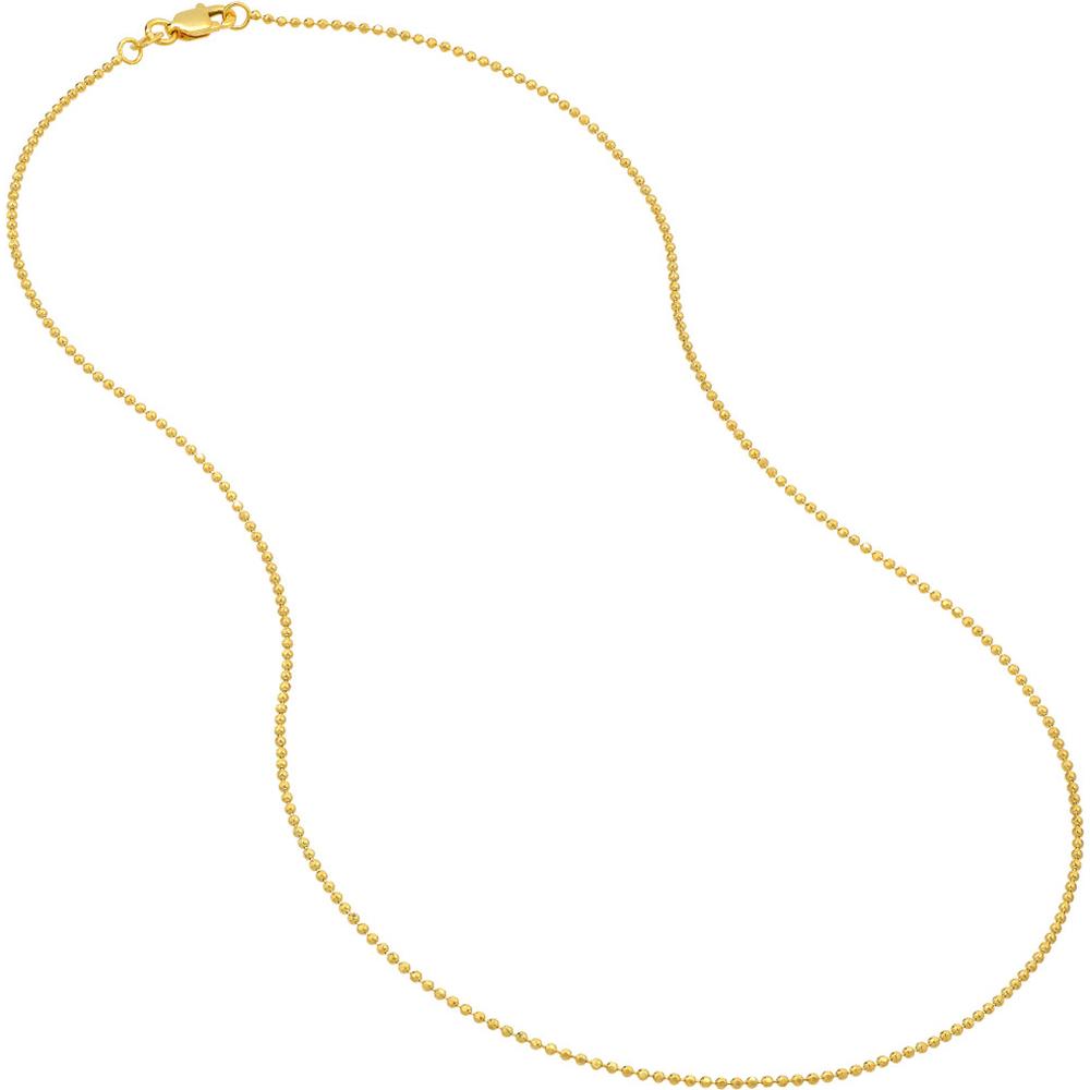 Olas d'Oro - 14K Yellow Gold 16" Diamond-Cut Bead Chain with Lobster Lock - 2.2 Grams Weight