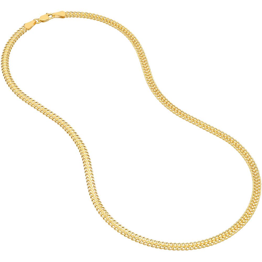 Olas d'Oro - 14K Yellow Gold 16-Inch Diamond-Cut Curb Bismarck Chain Necklace - 4.79g