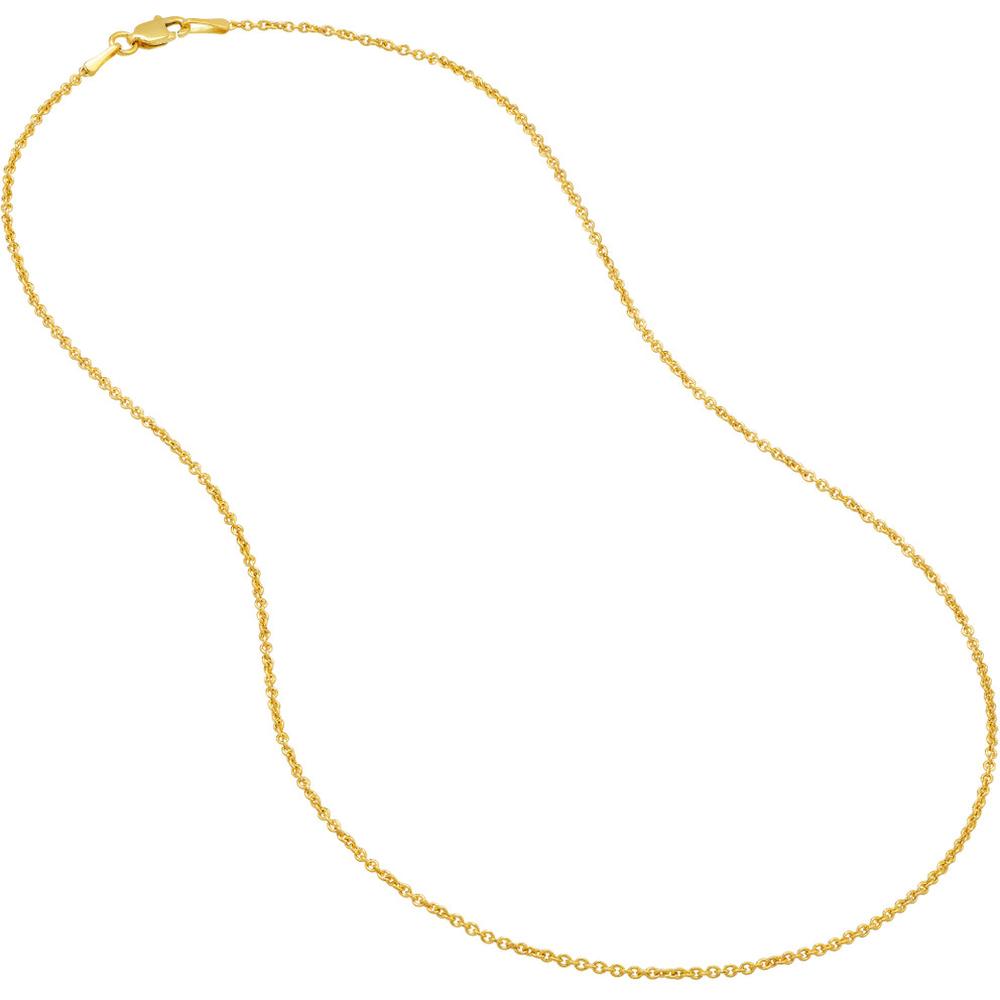 Olas d'Oro - 14K Yellow Gold 16" Light Cable Chain Necklace with Lobster Lock Clasp - 1.4 Grams Total Weight