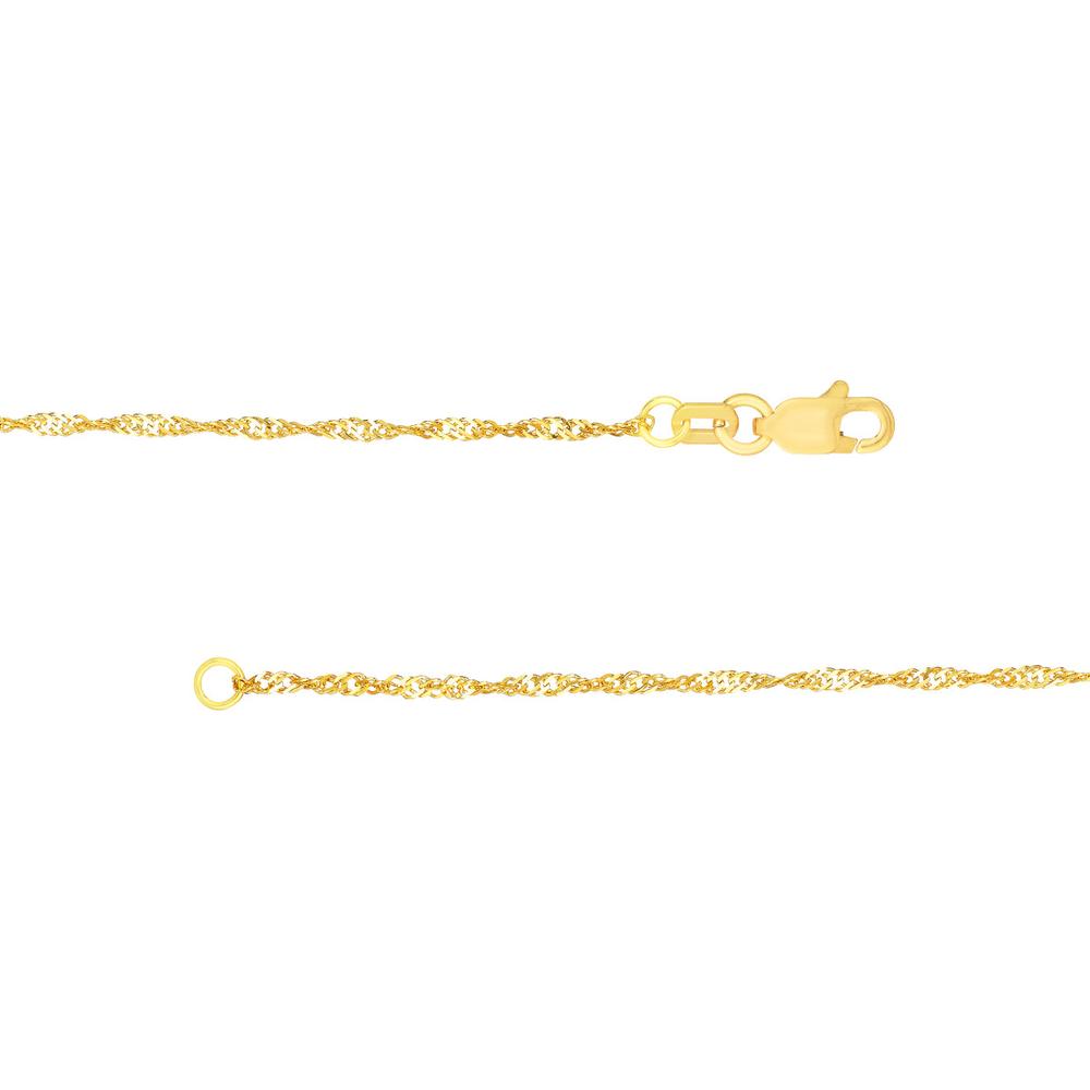 Olas d'Oro - 14K Yellow Gold 16" Singapore Chain Necklace with Lobster Lock