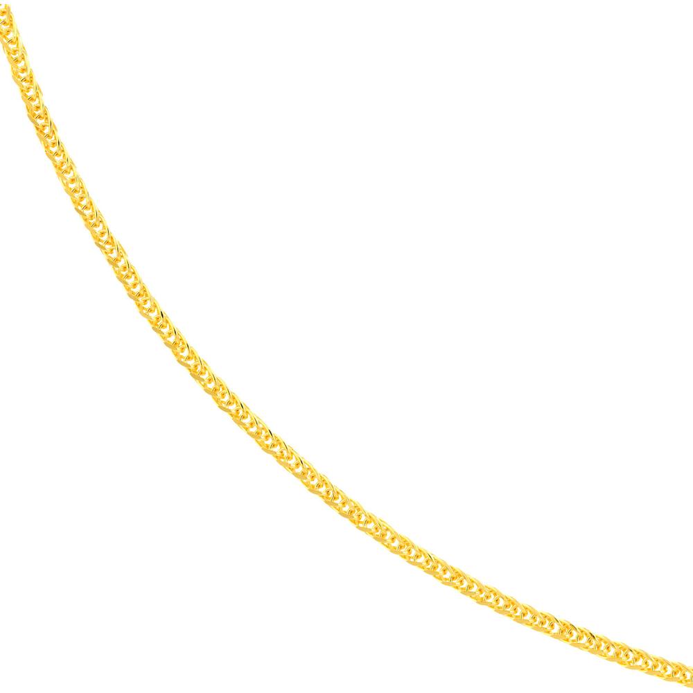 Olas d'Oro - 14K Yellow Gold 16" Square Wheat Chain Necklace with Spring Ring Clasp - 0.85mm