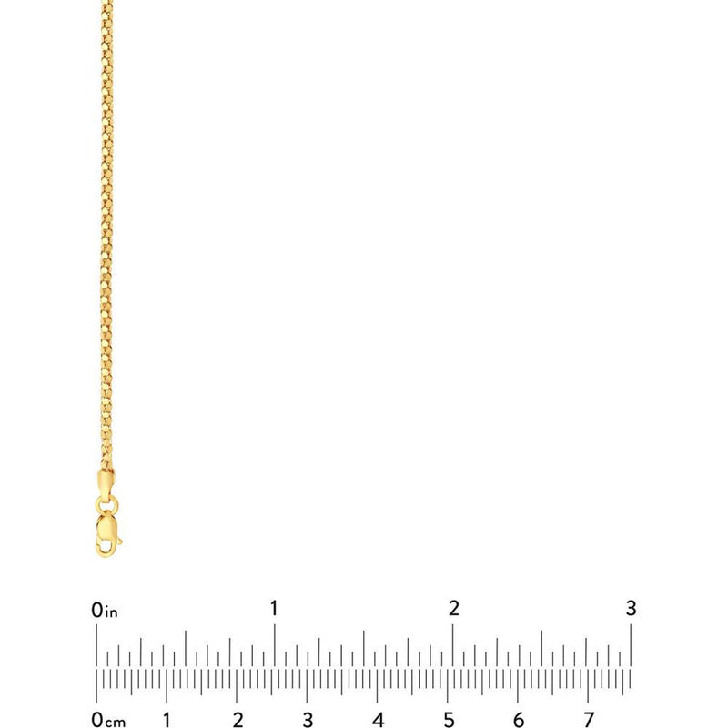 Olas d'Oro - 14K Yellow Gold 16" Mirror Popcorn Chain Necklace - 1.85mm Wide, 3.62 Grams Average Weight