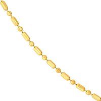 Olas d'Oro - 14K Yellow Gold 16" Necklace with 1.0mm Diamond-Cut Bead and Bar Link Chain