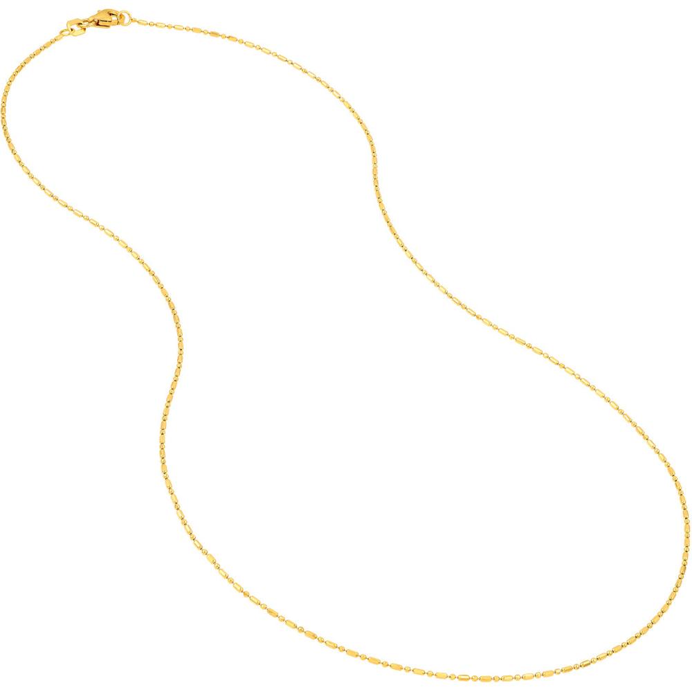 Olas d'Oro - 14K Yellow Gold 16" Necklace with 1.0mm Diamond-Cut Bead and Bar Link Chain