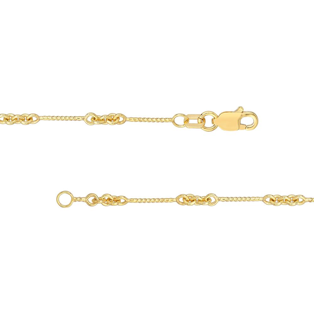Olas d'Oro - 14K Yellow Gold 16" Twist Fancy Link Necklace with Lobster Clasp - 0.8mm Width