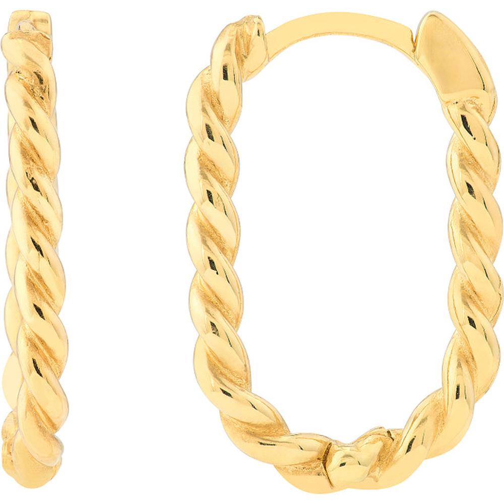 Olas d'Oro - 14K Yellow Gold 17.5mm Oval Twist Hoop Earrings