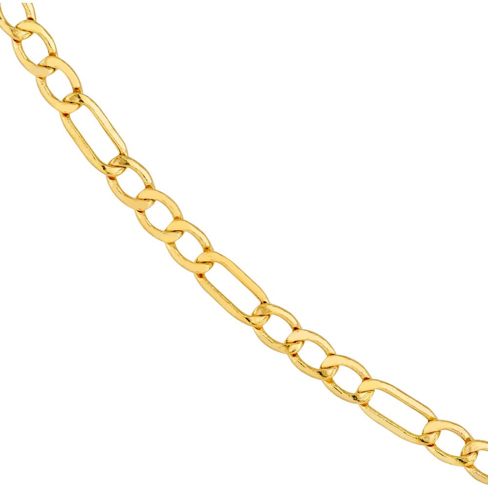 Olas d'Oro - 14K Yellow Gold 18" 2.45mm Hollow Beveled Figaro Chain Necklace
