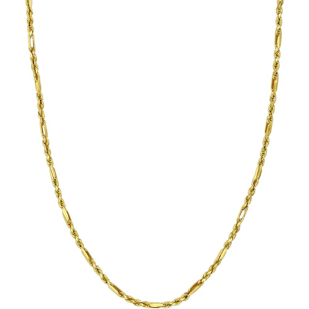 Olas d'Oro - 14K Yellow Gold 18" 3.00mm Diamond-Cut Hollow Figarope Milano Chain Necklace