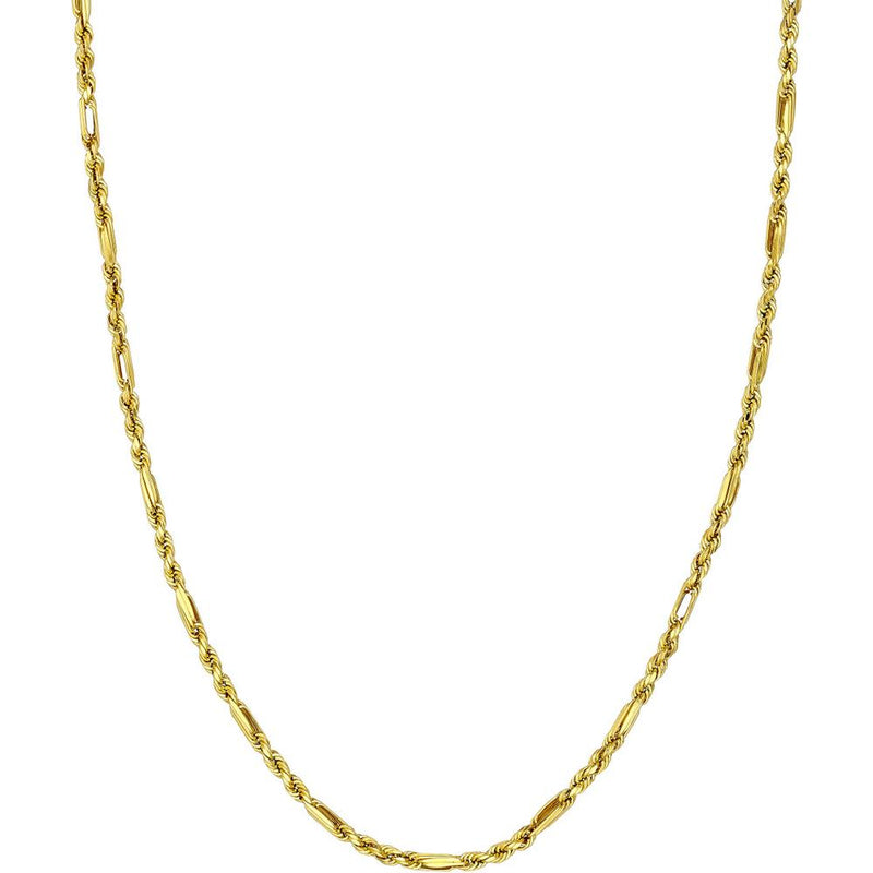 Olas d'Oro - 14K Yellow Gold 18" 3.00mm Diamond-Cut Hollow Figarope Milano Chain Necklace