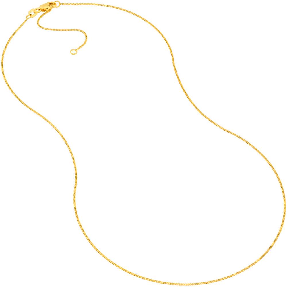 Olas d'Oro - 14K Yellow Gold 18" Adjustable 0.90mm Curb Chain Necklace with Lobster Clasp