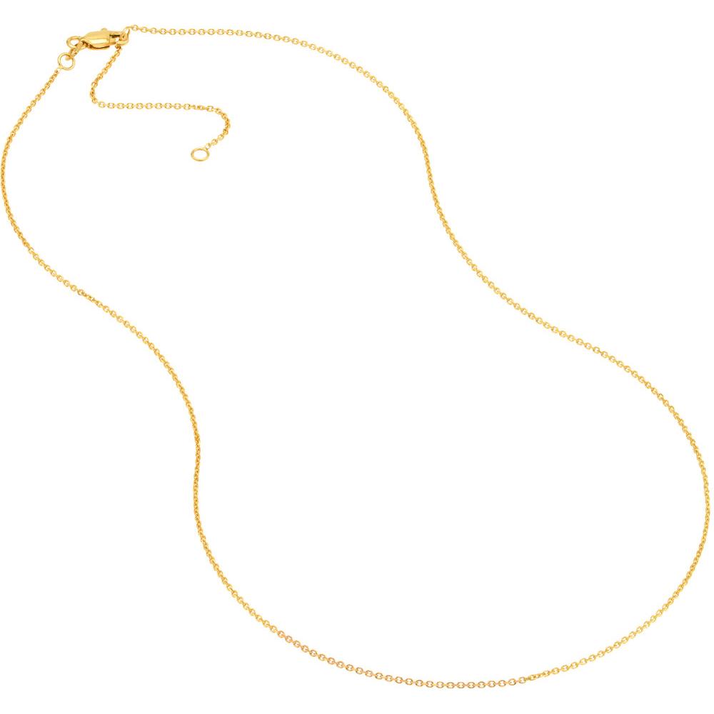 Olas d'Oro - 14K Yellow Gold 18" Adjustable Diamond-Cut Cable Chain Necklace with Lobster Clasp - 1.05mm Width