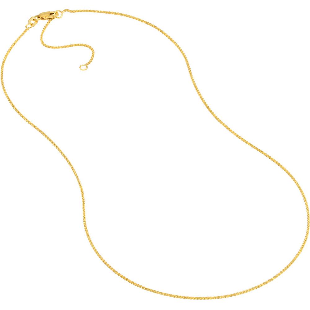 Olas d'Oro - 14K Yellow Gold 18" Adjustable Wheat Chain Necklace with Lobster Clasp - 1.05mm