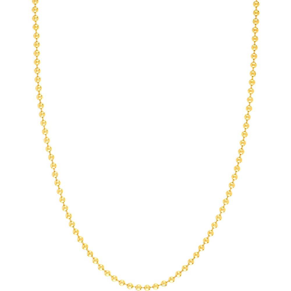 Olas d'Oro - 14K Yellow Gold 18" Bead Chain Necklace with Lobster Clasp - 18.93 Grams Total Weight