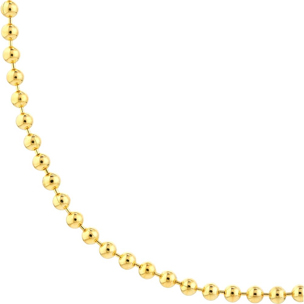 Olas d'Oro - 14K Yellow Gold 18" Bead Chain Necklace with Lobster Clasp - 18.93 Grams Total Weight