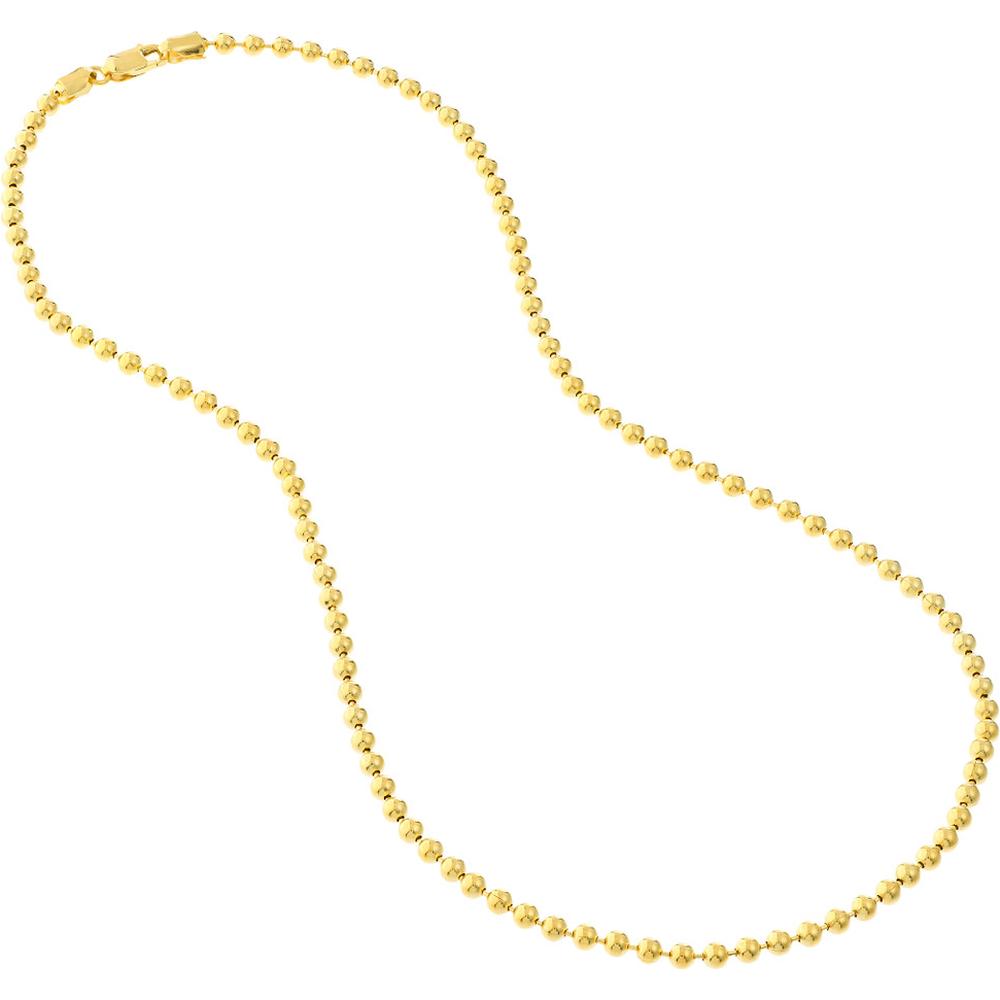 Olas d'Oro - 14K Yellow Gold 18" Bead Chain Necklace with Lobster Clasp - 18.93 Grams Total Weight