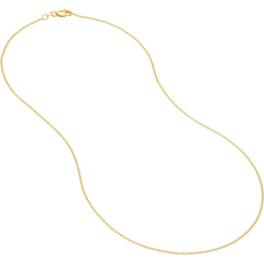 Olas d'Oro - 14K Yellow Gold 18" Bead Chain Necklace with Lobster Lock 1.00mm Beads