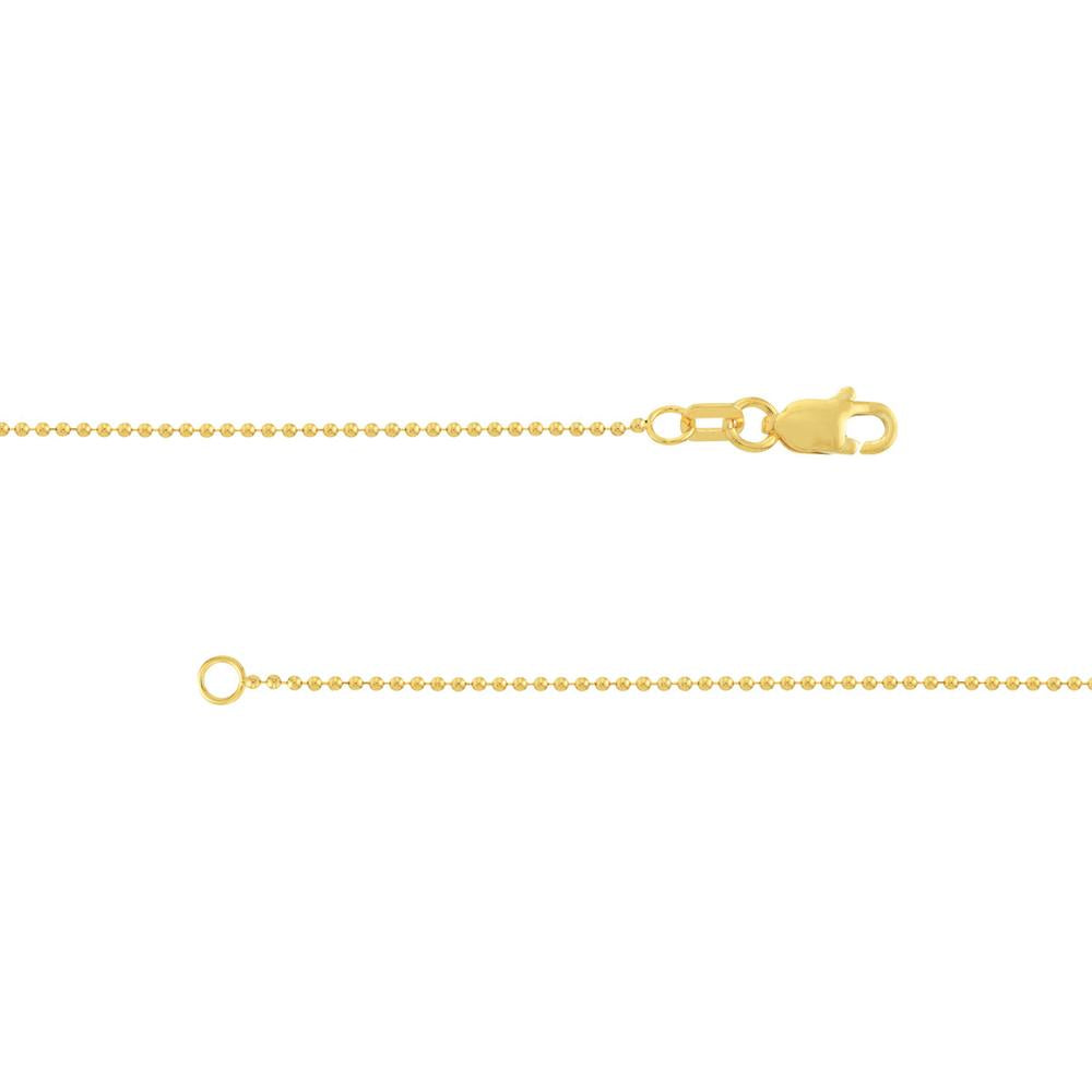 Olas d'Oro - 14K Yellow Gold 18" Bead Chain Necklace with Lobster Lock 1.00mm Beads