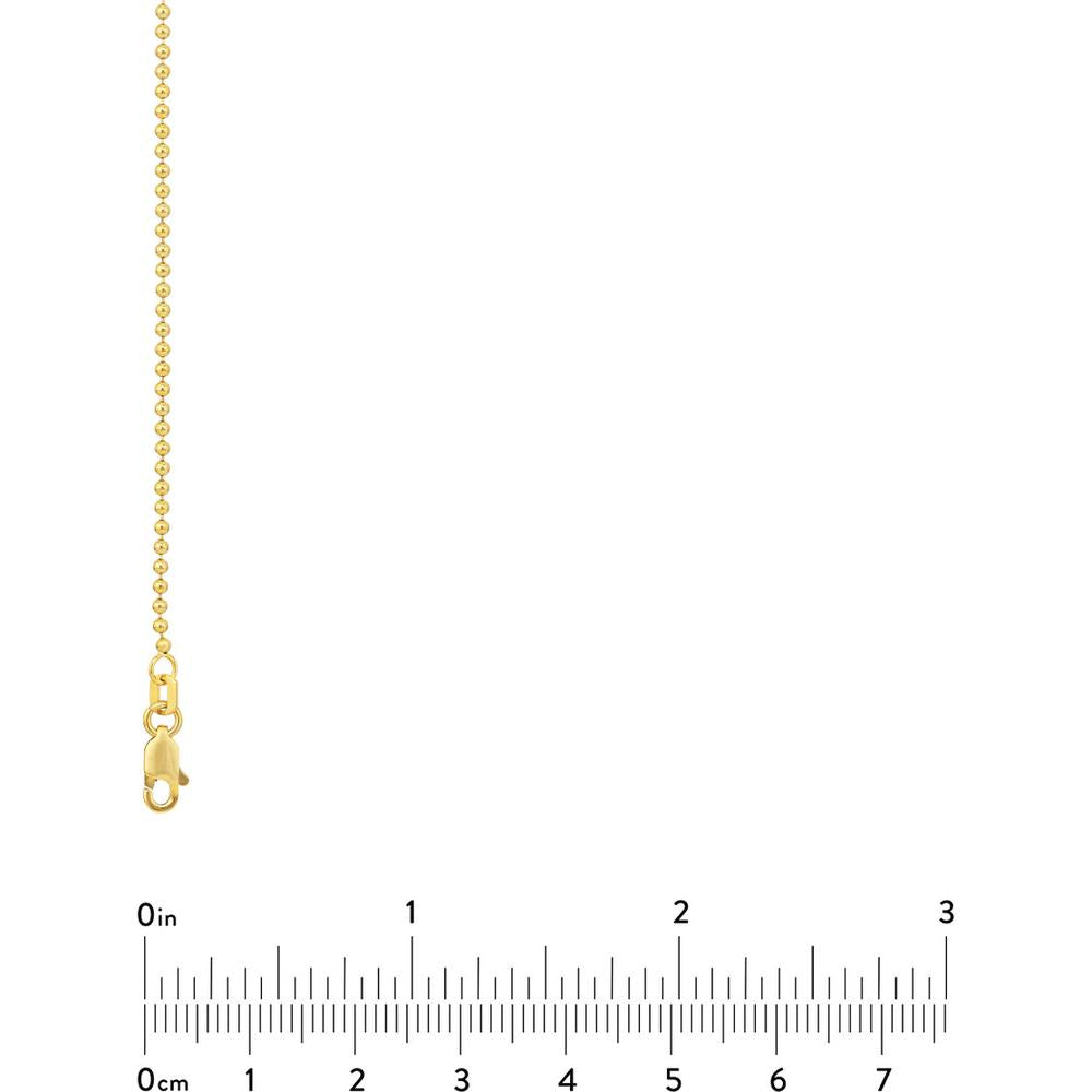 Olas d'Oro - 14K Yellow Gold 18" Bead Chain with Lobster Lock - 1.5mm, 3.93 Grams