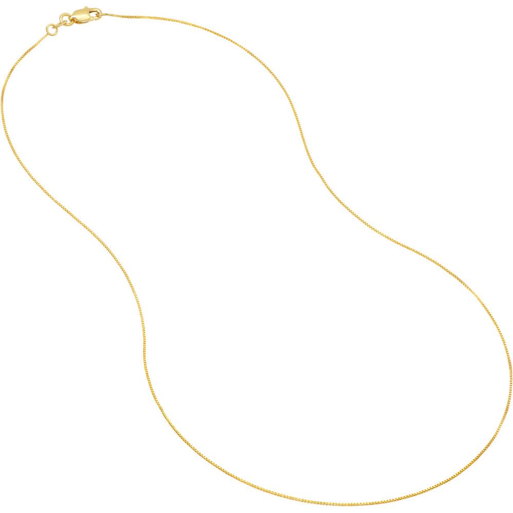 Olas d'Oro - 14K Yellow Gold 18" Box Chain Necklace with Lobster Clasp 0.55mm Width