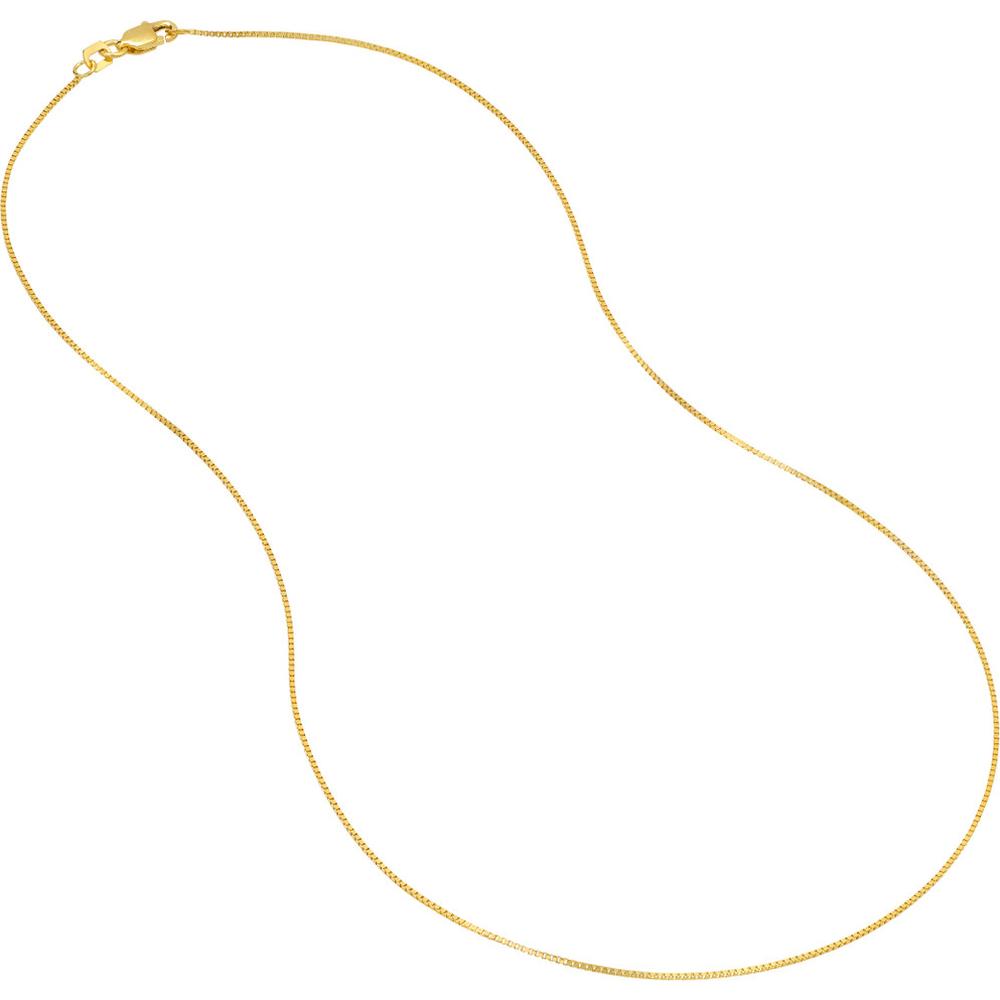 Olas d'Oro - 14K Yellow Gold 18" Box Chain Necklace with Lobster Clasp - 0.66mm Width
