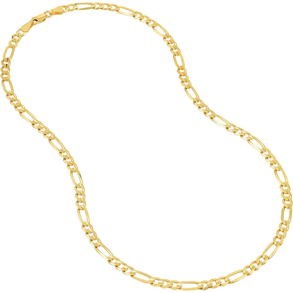 Olas d'Oro - 14K Yellow Gold 18'' Concave Figaro Necklace with Lobster Lock - 4.75mm Width