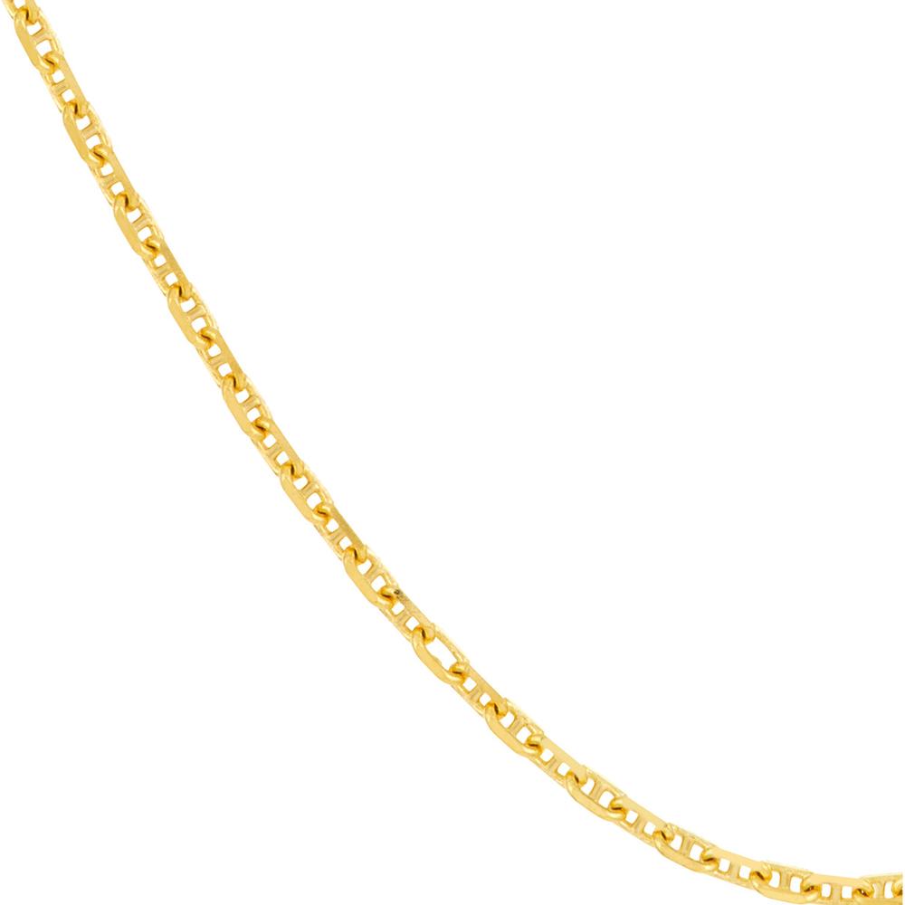 Olas d'Oro - 14K Yellow Gold 18" Diamond-Cut Anchor Chain Necklace with Spring Ring Clasp 1.05mm Width