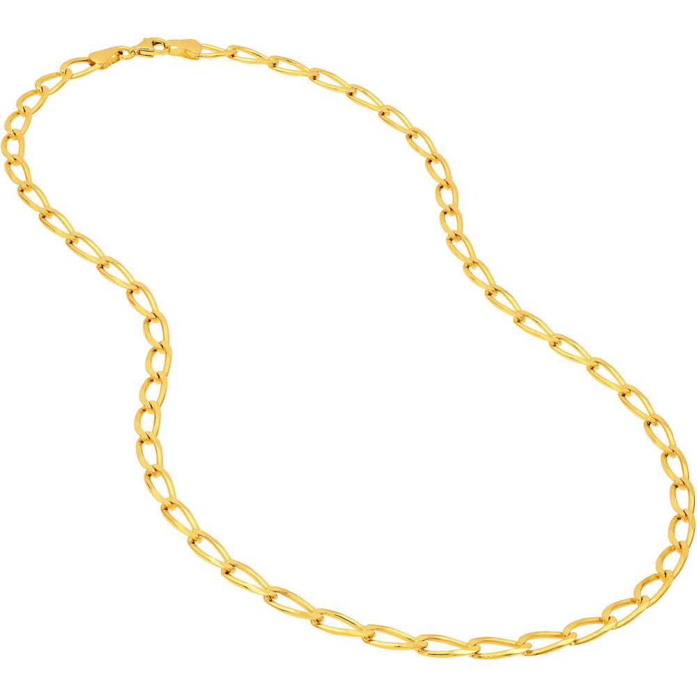Olas d'Oro - 14K Yellow Gold 18'' Diamond-Cut Long Link Curb Chain Necklace - 4.45mm Width, 14.07g Weight