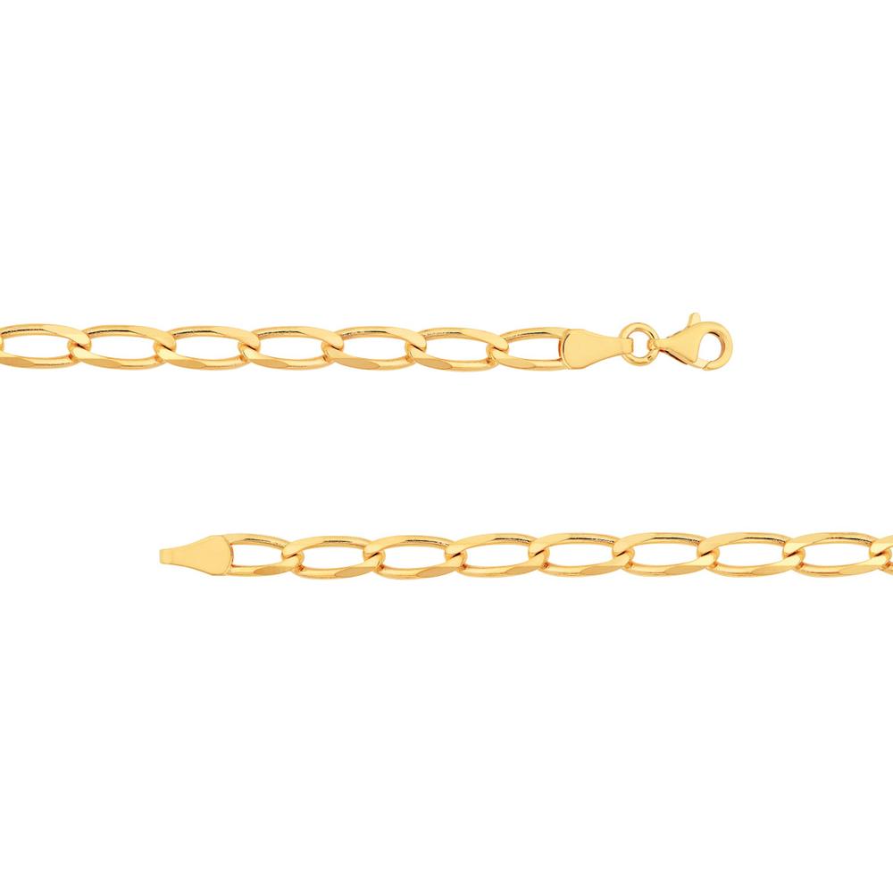 Olas d'Oro - 14K Yellow Gold 18'' Diamond-Cut Long Link Curb Chain Necklace - 4.45mm Width, 14.07g Weight