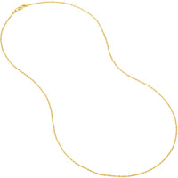 Olas d'Oro - 14K Yellow Gold 18" Diamond-Cut Rope Chain Necklace with Lobster Clasp 1.05mm Width