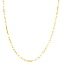 Olas d'Oro - 14K Yellow Gold 18" Figaro Chain Necklace - 2.35mm, 4.35 Grams Average Weight