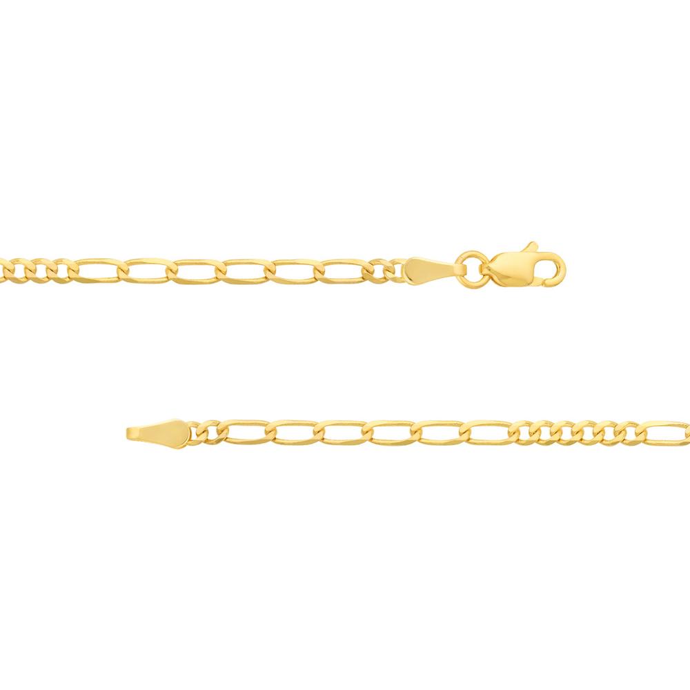 Olas d'Oro - 14K Yellow Gold 18" Figaro Chain Necklace - 2.35mm, 4.35 Grams Average Weight