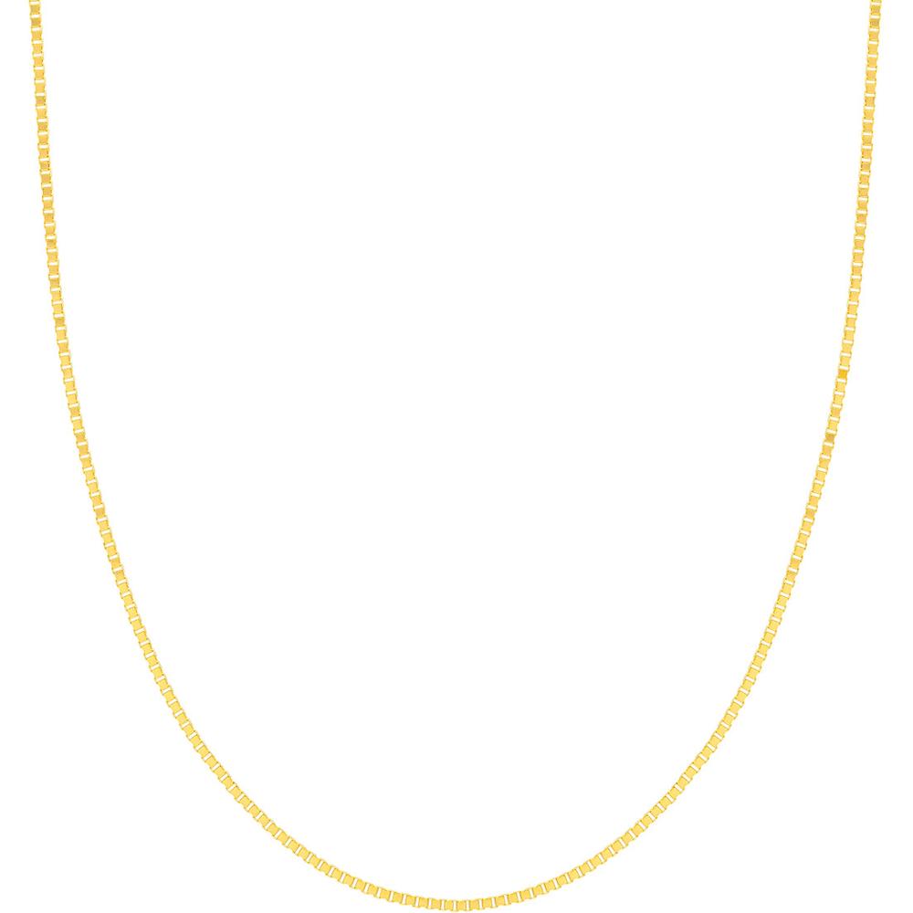Olas d'Oro - 14K Yellow Gold 18" 1.2mm Box Chain Necklace with Lobster Lock Sleek and Secure Design
