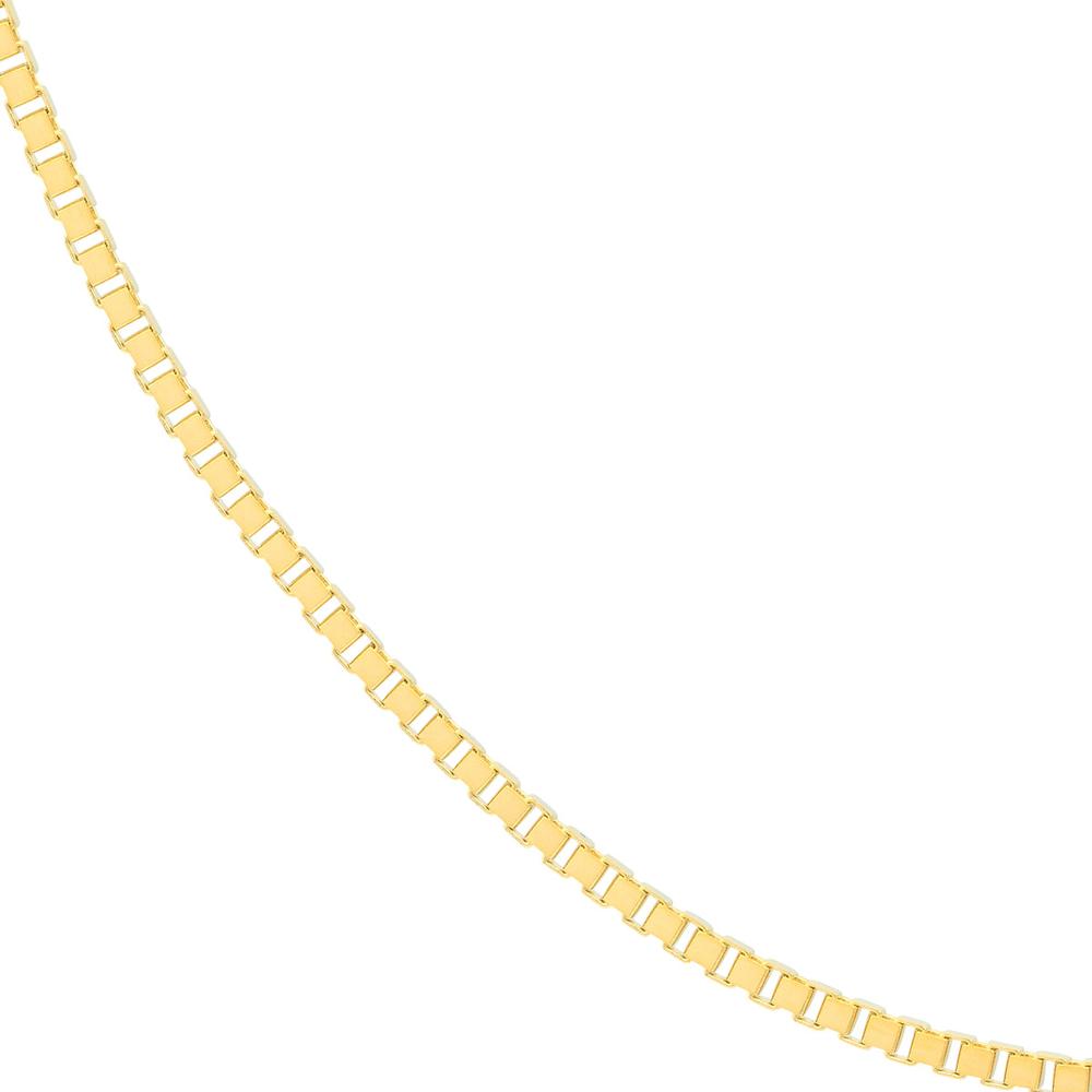 Olas d'Oro - 14K Yellow Gold 18" 1.2mm Box Chain Necklace with Lobster Lock Sleek and Secure Design