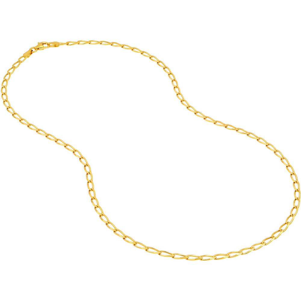 Olas d'Oro - 14K Yellow Gold 18" 3mm Long Link Curb Chain Necklace 6.56 Grams Average Weight