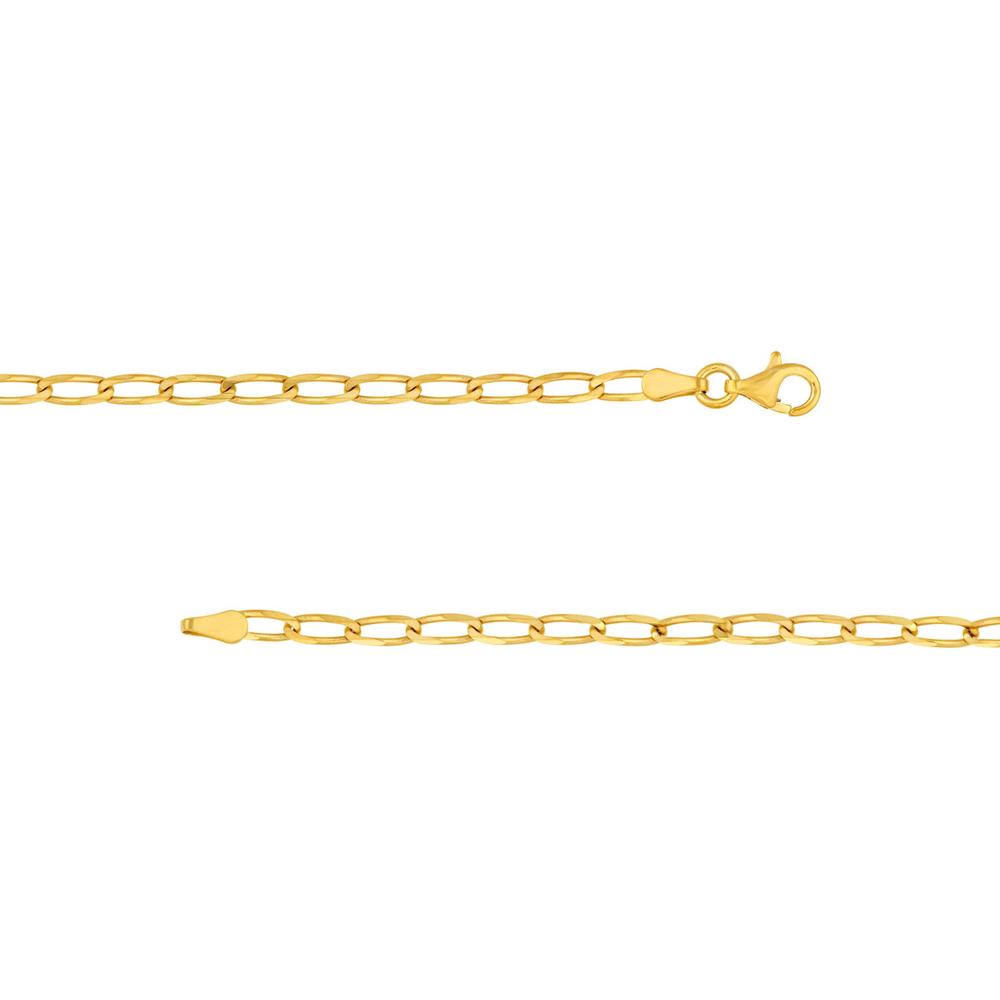 Olas d'Oro - 14K Yellow Gold 18" 3mm Long Link Curb Chain Necklace 6.56 Grams Average Weight