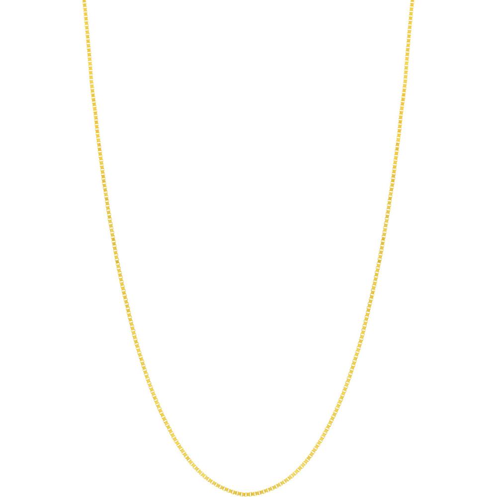 Olas d'Oro - 14K Yellow Gold 18" Adjustable Box Chain Necklace 0.66mm Wide with Lobster Clasp