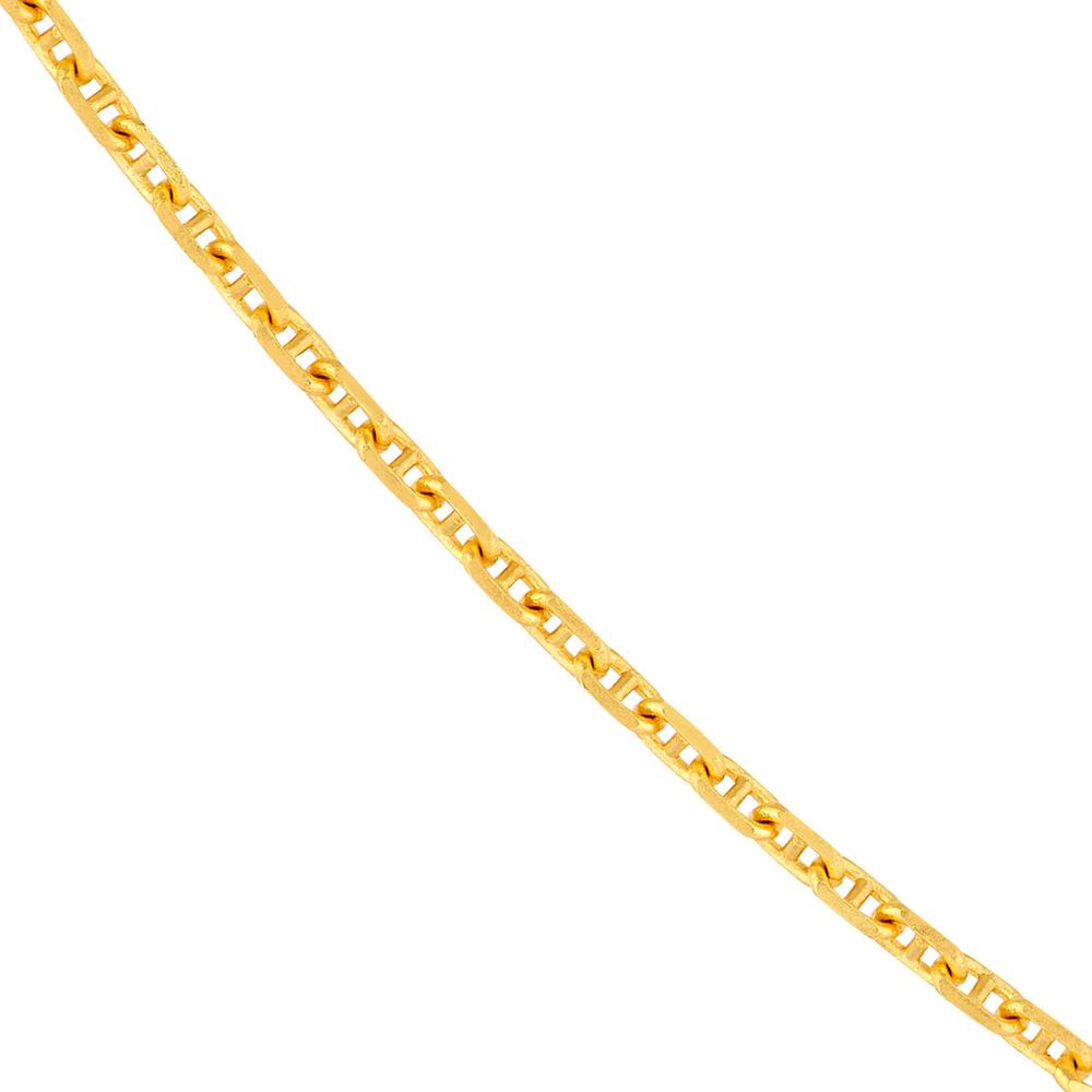 Olas d'Oro - 14K Yellow Gold 18" Diamond-Cut Anchor Chain Necklace with Adjustable 2" Extension - 1.67 Grams Total Weight