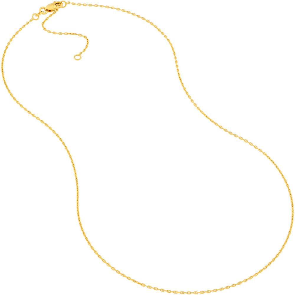 Olas d'Oro - 14K Yellow Gold 18" Diamond-Cut Anchor Chain Necklace with Adjustable 2" Extension - 1.67 Grams Total Weight