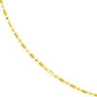 Olas d'Oro - 14K Yellow Gold 18" Diamond-Cut Bead and Barrel Chain Necklace with Lobster Lock - 2.51 Grams Total Weight