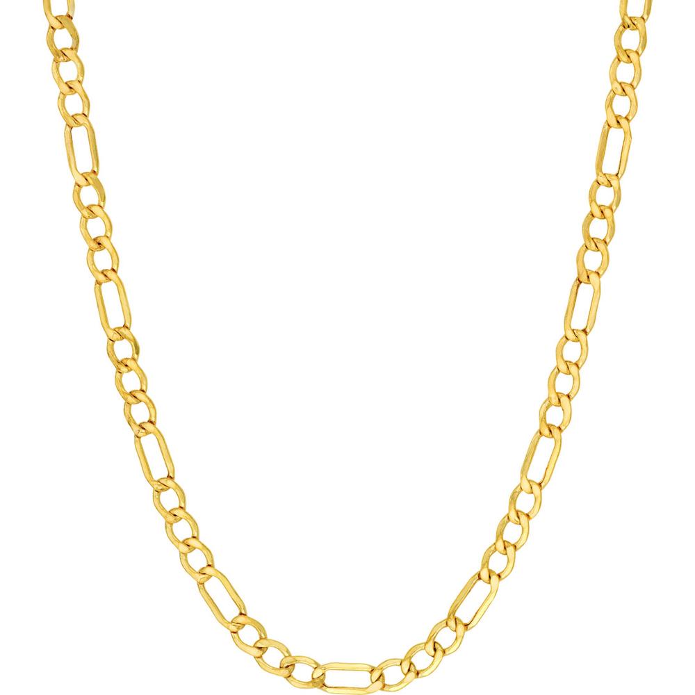 Olas d'Oro - 14K Yellow Gold 18" Hollow Diamond-Cut Figaro Chain Necklace - 4.14 Grams Weight