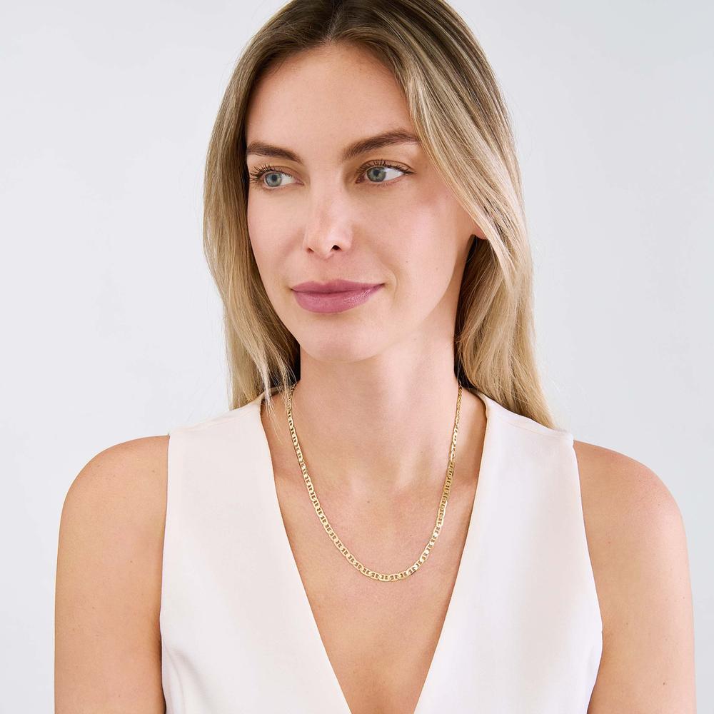 Olas d'Oro - 14K Yellow Gold 18" Mariner Chain Necklace - 4.4mm Width with Lobster Lock