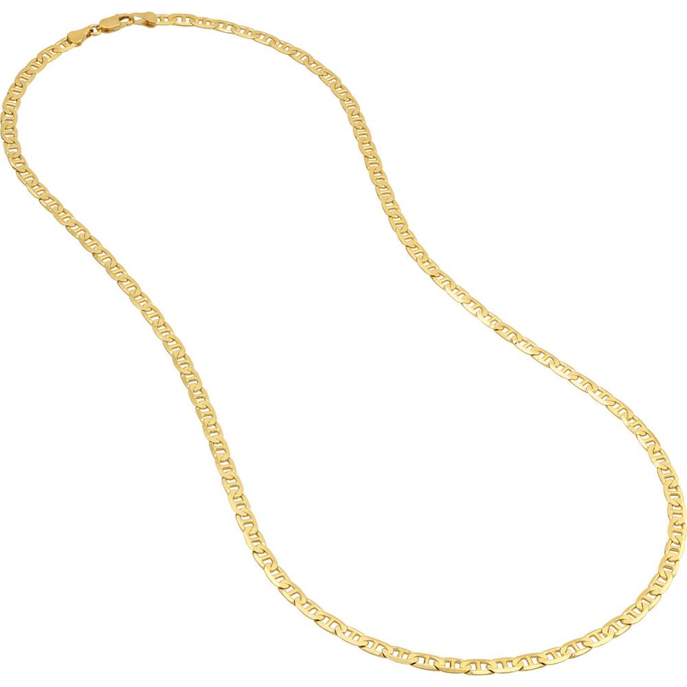 Olas d'Oro - 14K Yellow Gold 18" Mariner Chain Necklace - 4.4mm Width with Lobster Lock