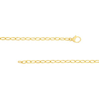 Olas d'Oro - 14K Yellow Gold 18" Oval Link Chain with Diamond Pear Lock Clasp - 0.02 Carat Total Diamond Weight