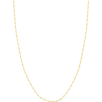 Olas d'Oro - 14K Yellow Gold 18" Saturn Cable Chain Necklace with Edged Barrel Accents 0.9mm