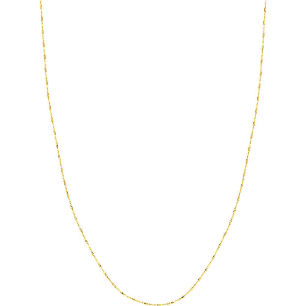 Olas d'Oro - 14K Yellow Gold 18" Saturn Cable Chain Necklace with Edged Barrel Accents 0.9mm